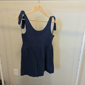 Pink Lily Stepping Out Navy Tie Romper - Medium